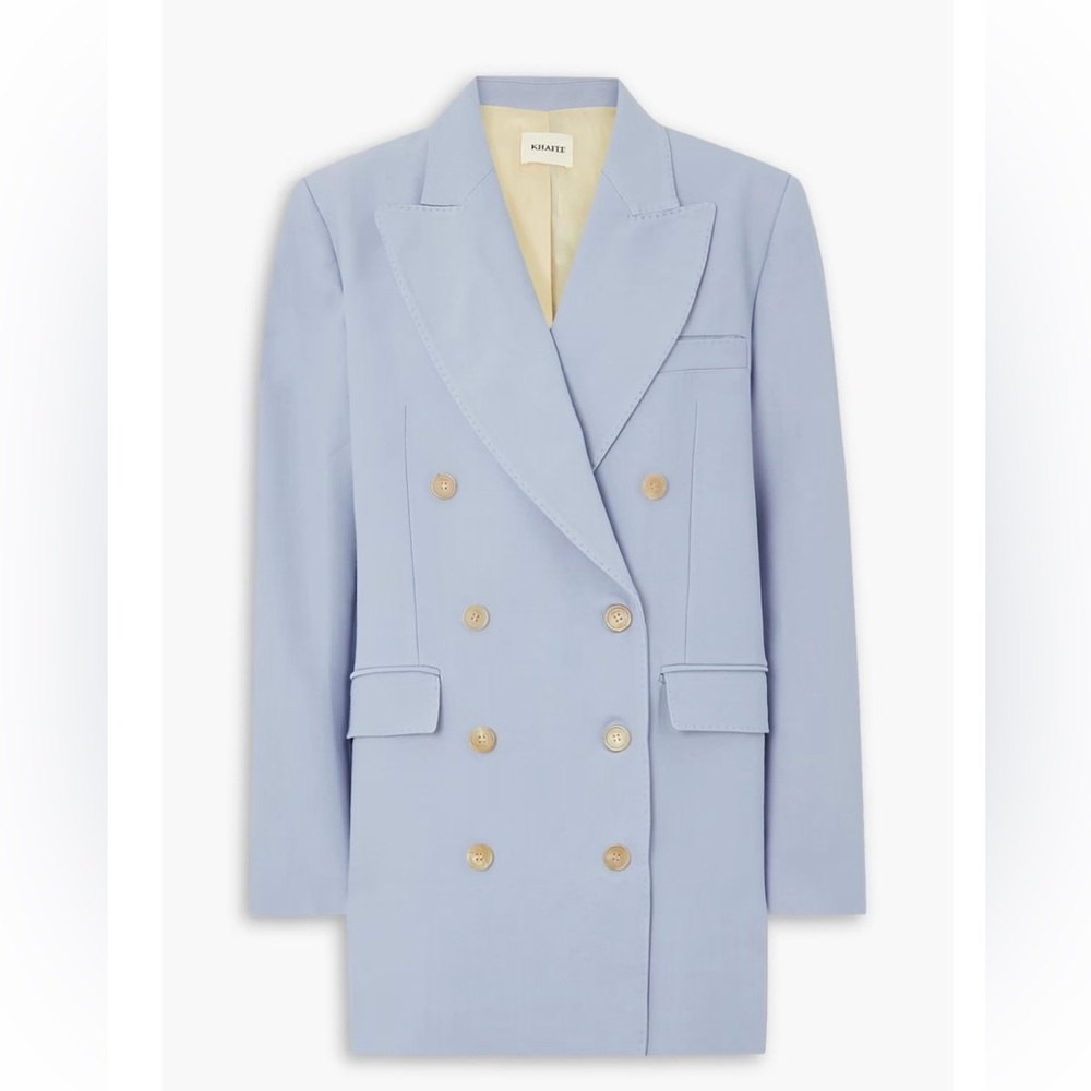 Khaite Balton Women's Light Blue Double-Breasted Wool Blazer - Picture 2 of 12